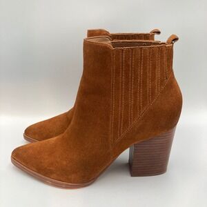Marc Fisher LTD Brown Suede Pointed Toe Heeled Ankle Boots Booties Size 8M